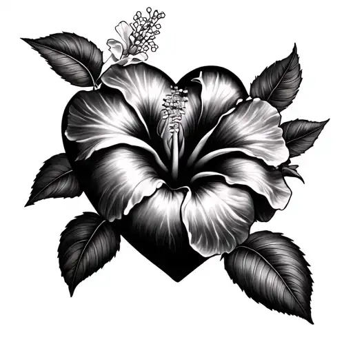 A Small Thinned Heart With A Basic Hibiscus And Frangapini To One Side Of The Heart