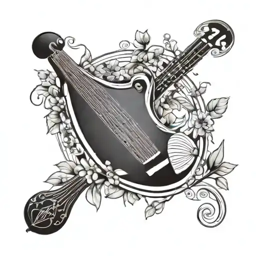 Greek Old Fashion Lyre With Fig Plants On Either Side Son Of Achilles