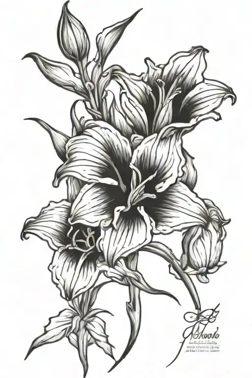 Soccer Ball Pattern Drawn Into The Petals Of A Gladiolus Flower