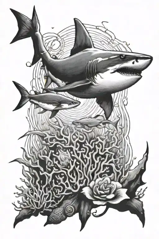 Ocean Shark Coral Fish Sun Rays