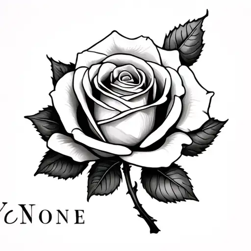 Medium Size Rose With The Stem Spelling Out Yvonne