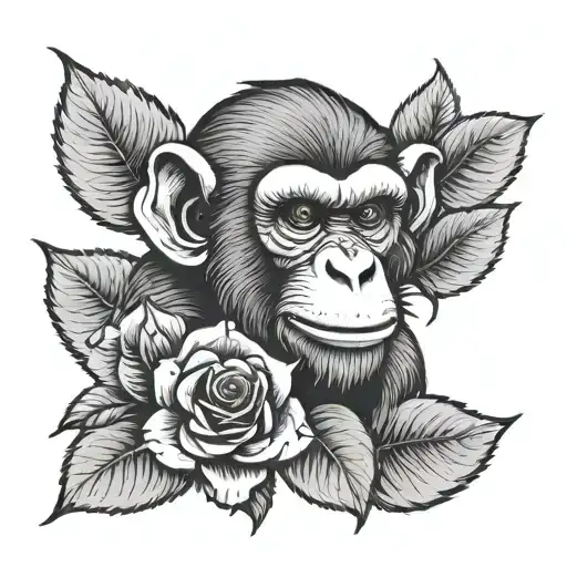Rose With Stem Spelling Monkey