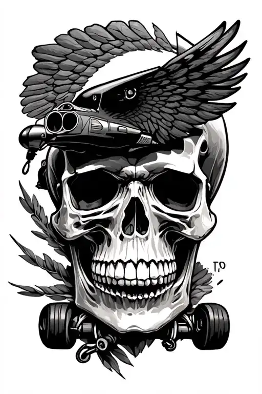 Skull And Blackhawk Helicopter
