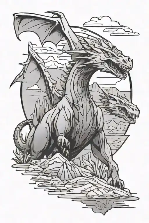 Desert Mountain With Charizard Father Looking