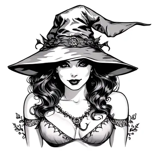 Thick Witch Cleavage Pin Up