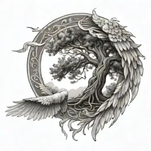 Tree And Angel Wings