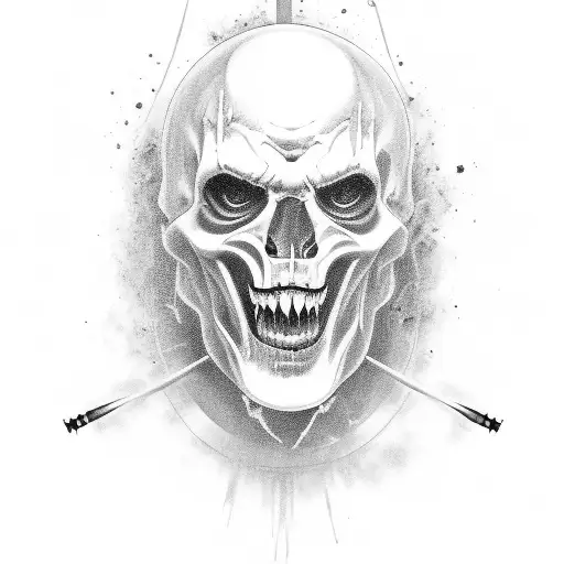 A Black-grey Portrait Of A Famous Horror Movie Character Playing Gaelic Football
