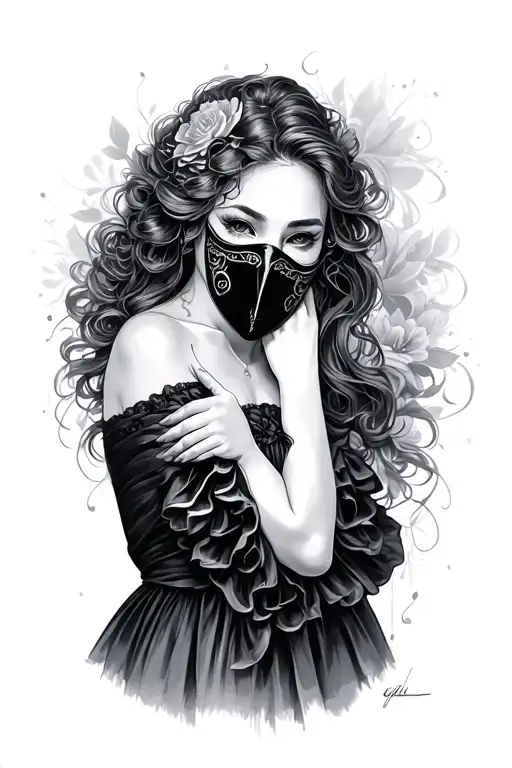 Beautiful Woman Holding A Mask