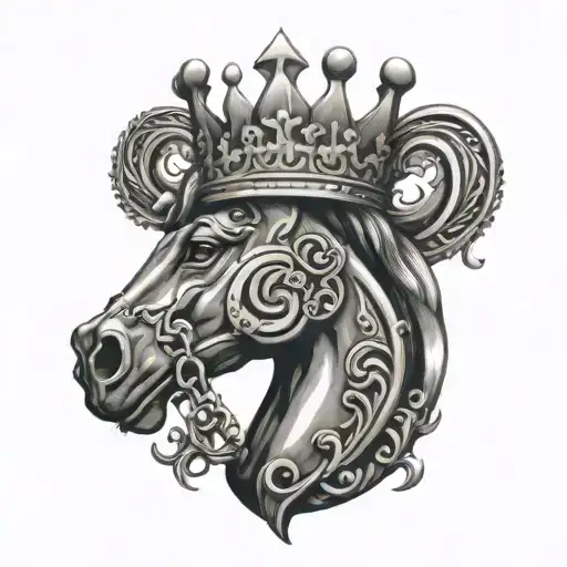 Metal Horse Shoe With Crown Hanging
