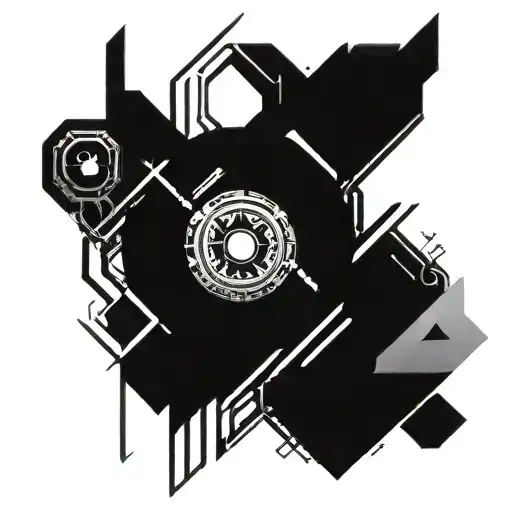 A Tattoo Design Inspired By A Futuristic Anime Space Opera With Intricate Geometric Patterns