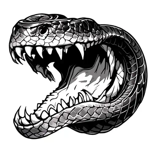 Tattoo Sketch Snake Jaw On The Elbow