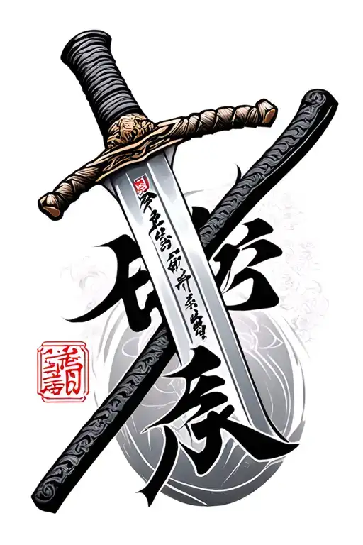 Samurai Sword With Chinese Letters