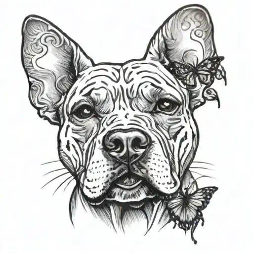Pitbull With Butterfly On Its Nose