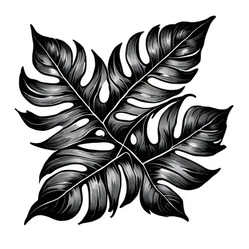 Maori Design With Monstera Leaf Intertwined
