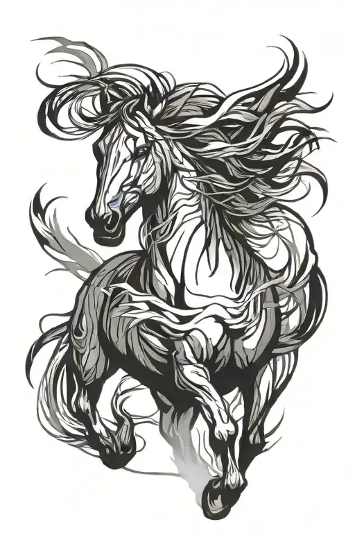 Wild Horse And Sage Brush Stroke Lines