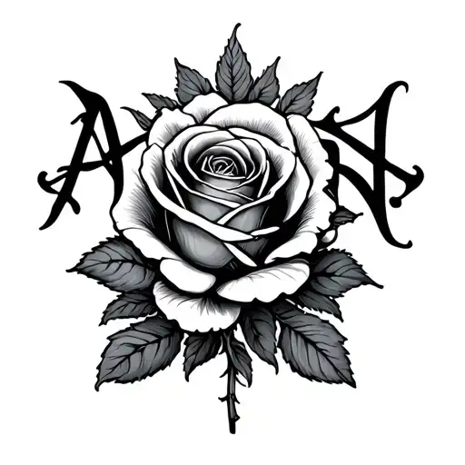 Alexandra In A Fancy Font With A Rose Going Through The Name Sideways