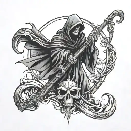 Grim Reaper Holding A Scythe Hanging Pendant