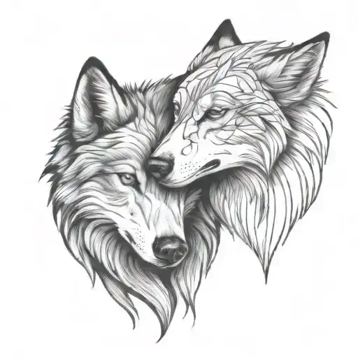 Alpha Omega Wolf Hugging Each Other