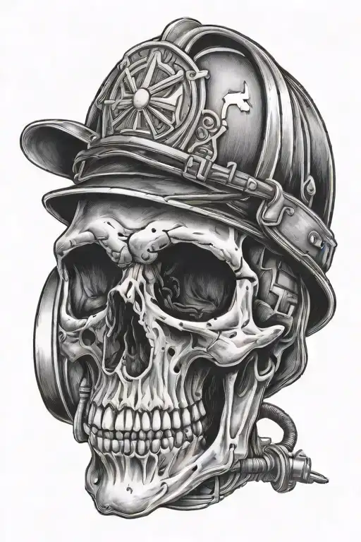 Skull And Firefighter Helmet Resting