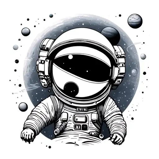 Space With Planets And Astronaut
