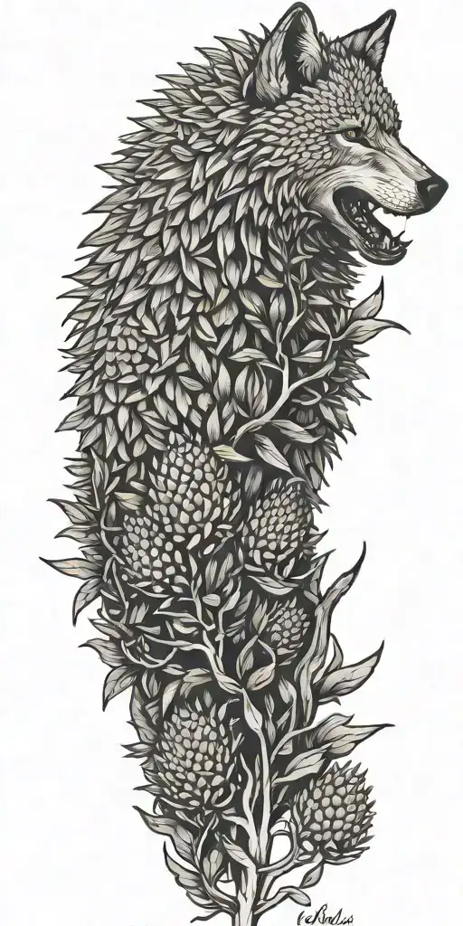Banksia Plant With Wolf