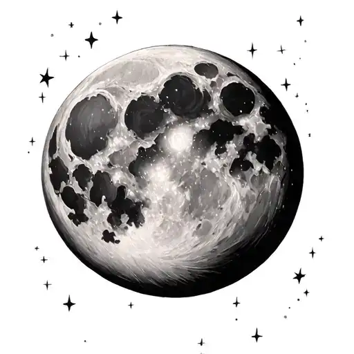 Full Moon And Stars Realism