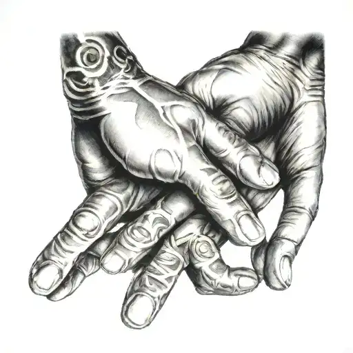 Dad Holding Daughter Hand Reaching