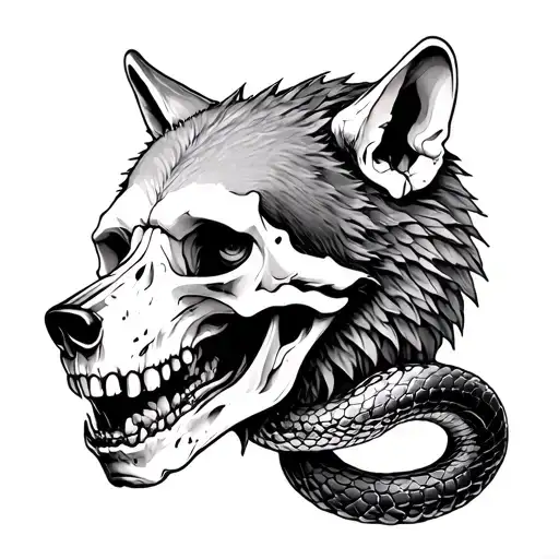 Wolf Human Skull Snake