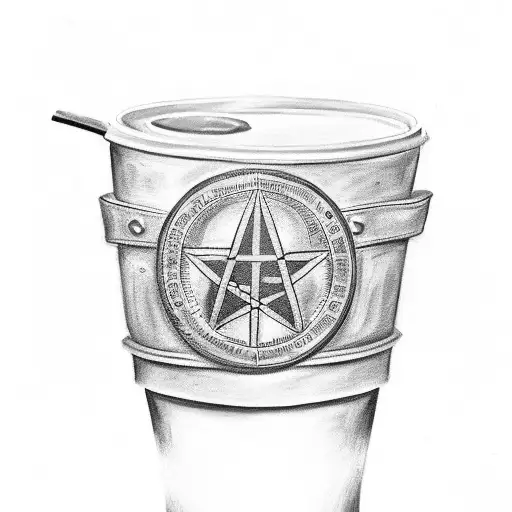 A Black-grey Tattoo Of A Coffee Cup With A Breaking Benjamin Lyrics