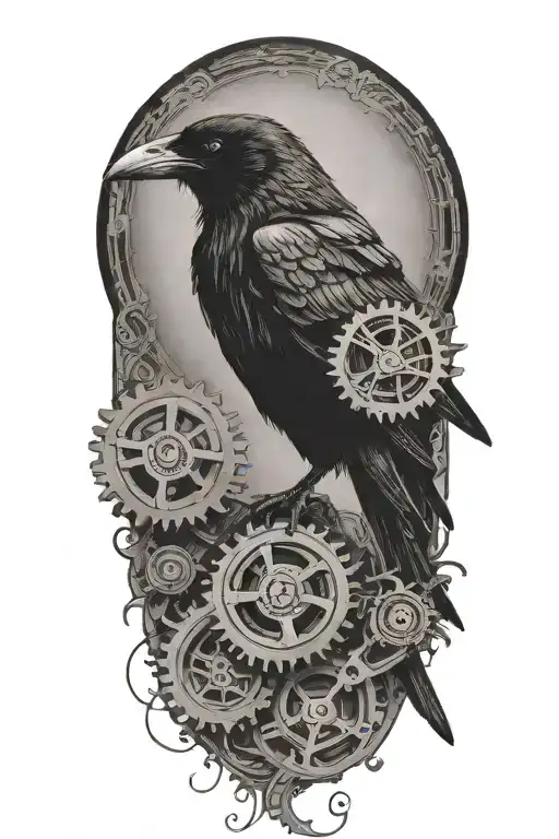 Raven Perched Gears