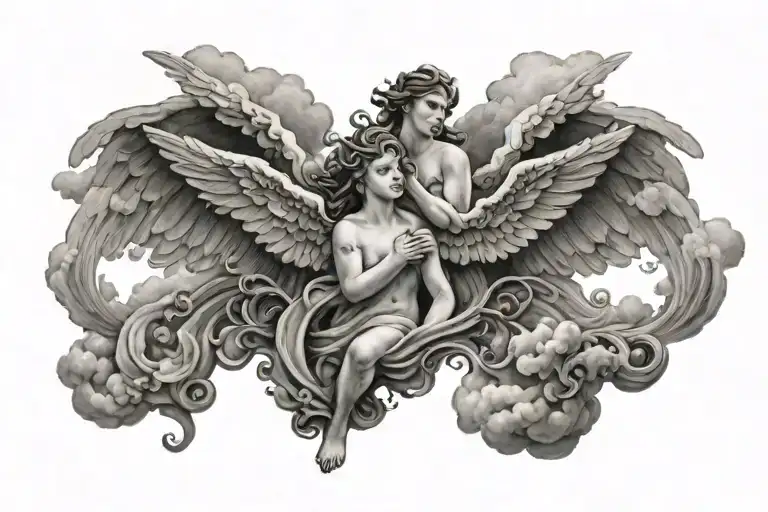 Angels Flying Into Heaven With Clouds Neck Collar