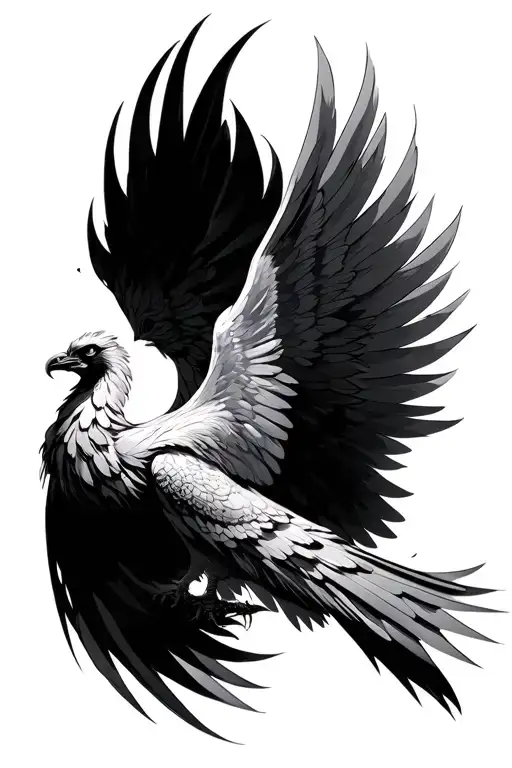 Femine Phoenix With Wings Spread Wide Open