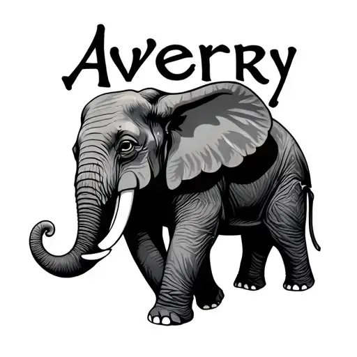 The Word Avery In The Shape Of An Elephant