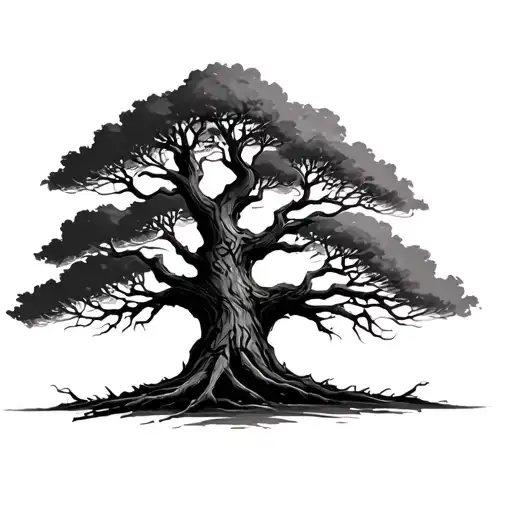 Weathered Tree With Strong Branches