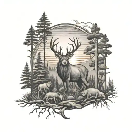 Forest Wildlife Sunset Country