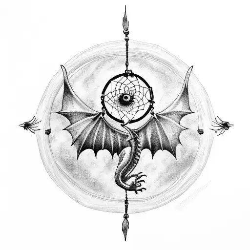 Dragon Flying With A Dreamcatcher