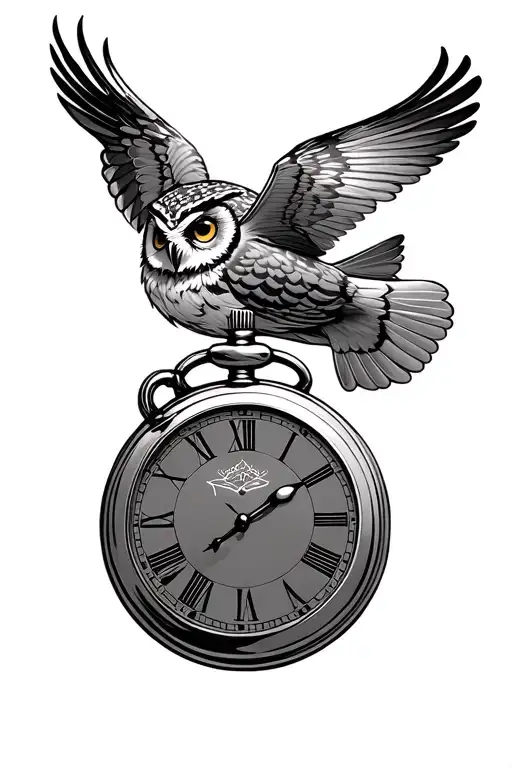 Owl Flying Hold Pocket Watch