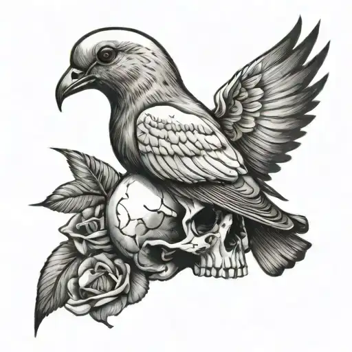 Smaller Dove In The Middle Of The Skull Wearing