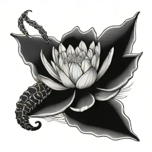 Scorpion Wrapped Around A Water Lily