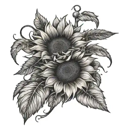 Sunflowers Like On A Vine