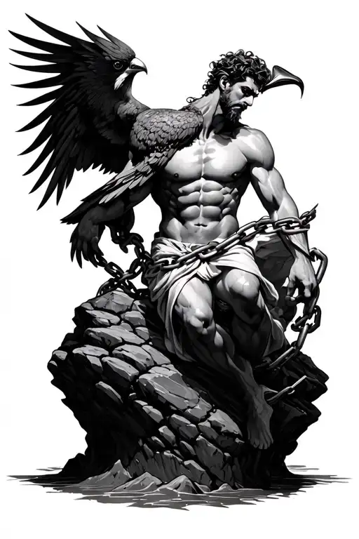 Prometheus Chained To A Rock With Bird