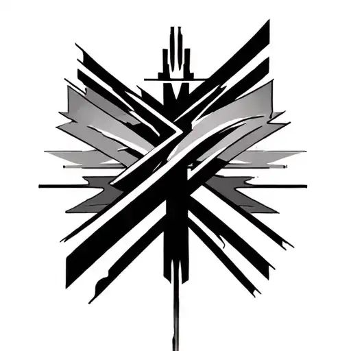 2 Thic Parallel Black Lines With A Cross In The Middle And 1 Thin Line Above