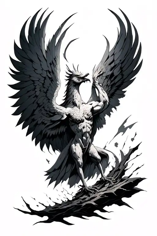 Phoenix Rising Up From Broken Man