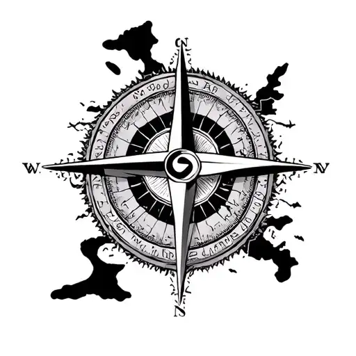 Map Of Guyana With Compass Rose With Intricate Details