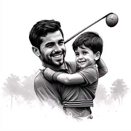 Father And Son Golf Swing