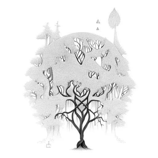 Mystical Forest Intertwined With Elegant Script