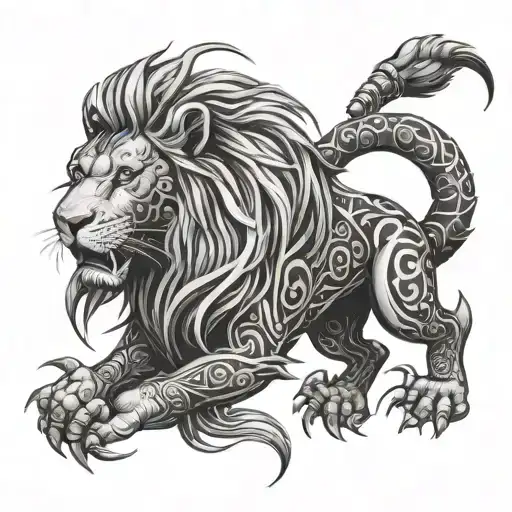 Tribal Lion Vs Scorpion