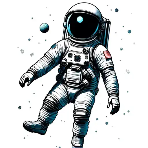 Astronaut Floating In Space Colorful Oasis