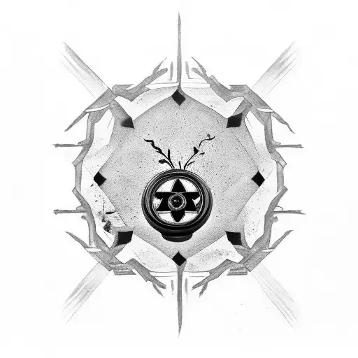 A Black-grey Tattoo Of A Coffee Cup With A Breaking Benjamin Lyric Incorporated Into The Steam