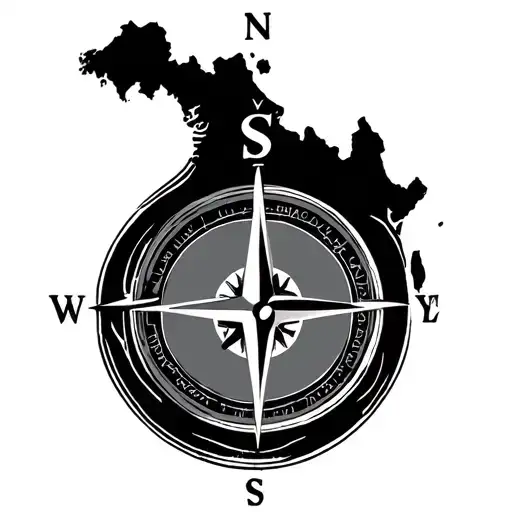 Map Of Guyana With Compass Surrounded